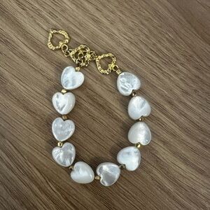 Chan Luu Gold and Cream Heart Bracelet